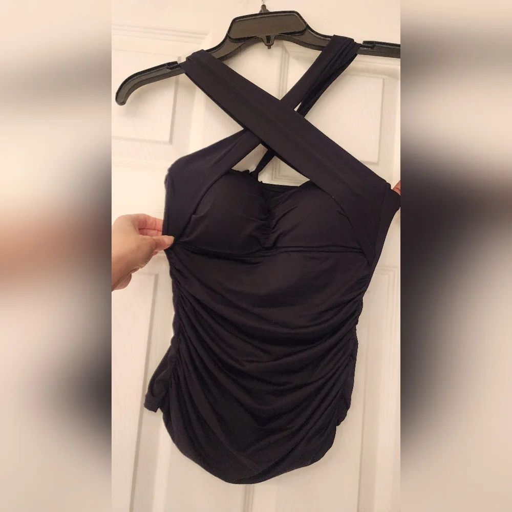 La Blanca Womens Island Goddess Convertible Bandini black Tankini size 4